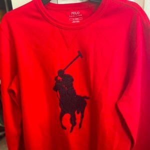 Men’s POLO Ralph Lauren red crew neck sweater.-